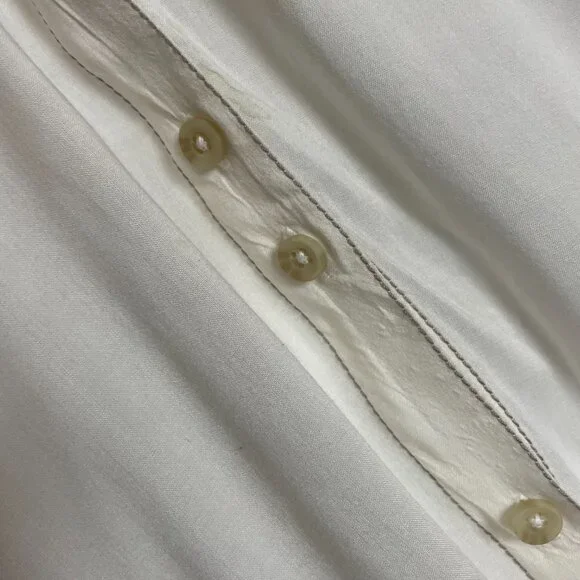 Urban Outfitters Blouse White Semi-Sheer Long Sleeve FLAWS Size Medium Women Top - Picture 12 of 16